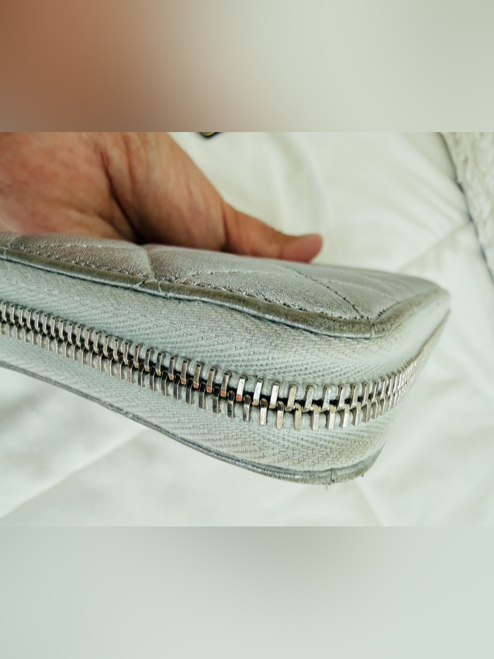 CHANEL Matelasse Silver Quilted Lambskin Zippy Long Wallet - Classic CC Hardware - Picture 15 of 15